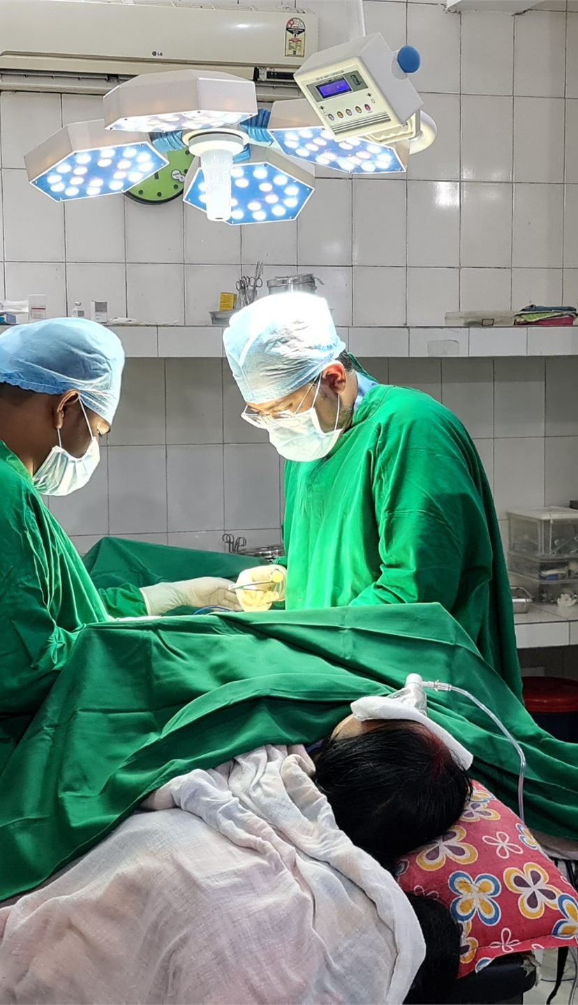 An operating room with surgical equipment